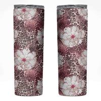 African Leopard Floral Pattern Skinny Tumbler Sunset Mauve