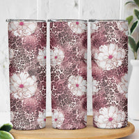 African Leopard Floral Pattern Skinny Tumbler Sunset Mauve
