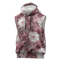 African Leopard Floral Pattern Sleeveless Hoodie Sunset Mauve