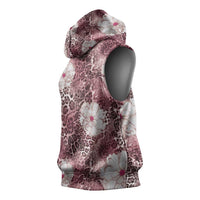 African Leopard Floral Pattern Sleeveless Hoodie Sunset Mauve