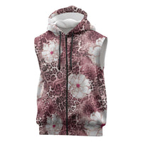 African Leopard Floral Pattern Sleeveless Zip Hoodie Sunset Mauve