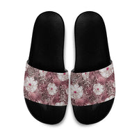 African Leopard Floral Pattern Slide Sandals Sunset Mauve