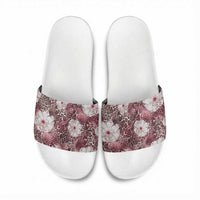African Leopard Floral Pattern Slide Sandals Sunset Mauve