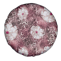 African Leopard Floral Pattern Spare Tire Cover Sunset Mauve