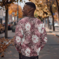 African Leopard Floral Pattern Sweatshirt Sunset Mauve