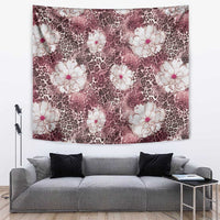 African Leopard Floral Pattern Tapestry Sunset Mauve