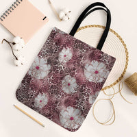 African Leopard Floral Pattern Tote Bag Sunset Mauve
