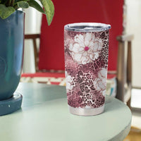 African Leopard Floral Pattern Tumbler Cup Sunset Mauve