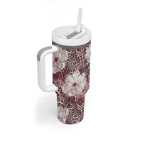 African Leopard Floral Pattern Tumbler With Handle Sunset Mauve