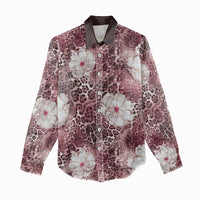 African Leopard Floral Pattern Women Casual Shirt Sunset Mauve