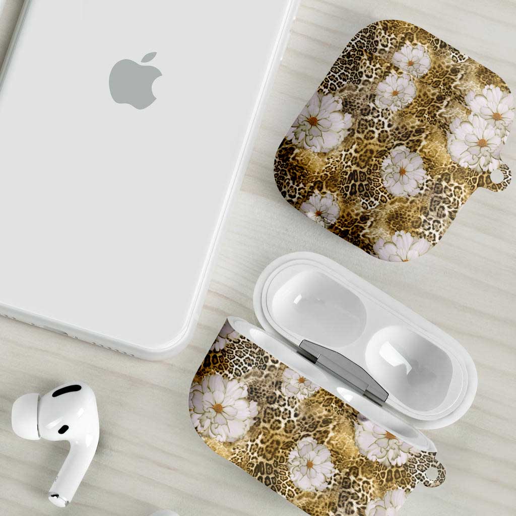 African Leopard Floral Pattern AirPods Case Savannah Gold