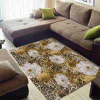 African Leopard Floral Pattern Area Rug Savannah Gold