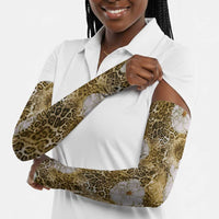 African Leopard Floral Pattern Arm Sleeves Savannah Gold