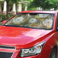 African Leopard Floral Pattern Auto Sun Shade Savannah Gold