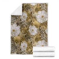 African Leopard Floral Pattern Blanket Savannah Gold