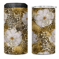 African Leopard Floral Pattern 4 in 1 Can Cooler Tumbler Savannah Gold