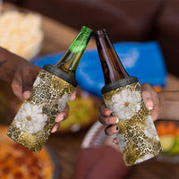 African Leopard Floral Pattern 4 in 1 Can Cooler Tumbler Savannah Gold
