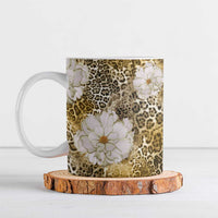 African Leopard Floral Pattern Ceramic Mug Savannah Gold