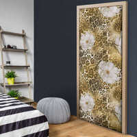 African Leopard Floral Pattern Door Cover Savannah Gold