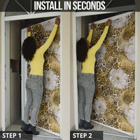 African Leopard Floral Pattern Door Cover Savannah Gold