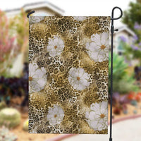African Leopard Floral Pattern Garden Flag Savannah Gold