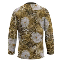 African Leopard Floral Pattern Hockey Jersey Savannah Gold