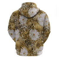 African Leopard Floral Pattern Hoodie Savannah Gold