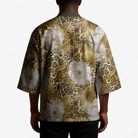 African Leopard Floral Pattern Kimono Savannah Gold