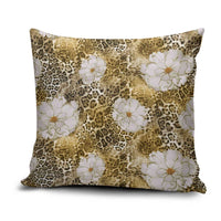 African Leopard Floral Pattern Pillow Cover Savannah Gold