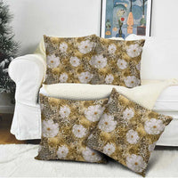 African Leopard Floral Pattern Pillow Cover Savannah Gold