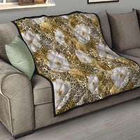 African Leopard Floral Pattern Quilt Savannah Gold