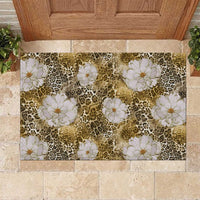 African Leopard Floral Pattern Rubber Doormat Savannah Gold