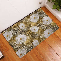 African Leopard Floral Pattern Rubber Doormat Savannah Gold
