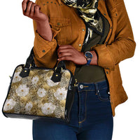 African Leopard Floral Pattern Shoulder Handbag Savannah Gold