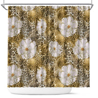 African Leopard Floral Pattern Shower Curtain Savannah Gold