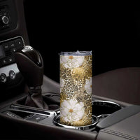 African Leopard Floral Pattern Skinny Tumbler Savannah Gold
