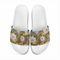 African Leopard Floral Pattern Slide Sandals Savannah Gold