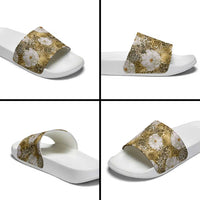 African Leopard Floral Pattern Slide Sandals Savannah Gold