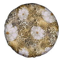 African Leopard Floral Pattern Spare Tire Cover Savannah Gold
