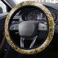 African Leopard Floral Pattern Steering Wheel Cover Savannah Gold