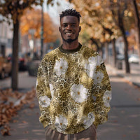 African Leopard Floral Pattern Sweatshirt Savannah Gold