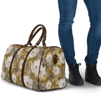 African Leopard Floral Pattern Travel Bag Savannah Gold