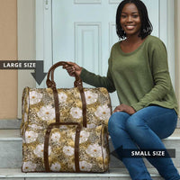 African Leopard Floral Pattern Travel Bag Savannah Gold