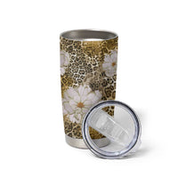 African Leopard Floral Pattern Tumbler Cup Savannah Gold