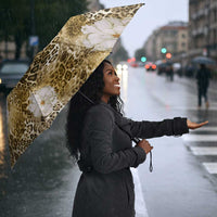 African Leopard Floral Pattern Umbrella Savannah Gold