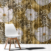 African Leopard Floral Pattern Window Curtain Savannah Gold