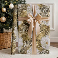 African Leopard Floral Pattern Wrapping Paper Savannah Gold