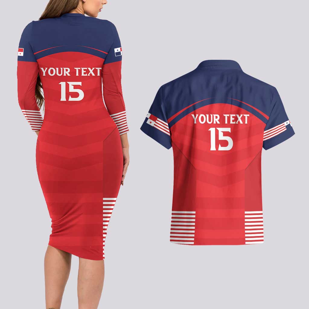 Custom Panama Football Couples Matching Long Sleeve Bodycon Dress and Hawaiian Shirt Go Los Canaleros Go