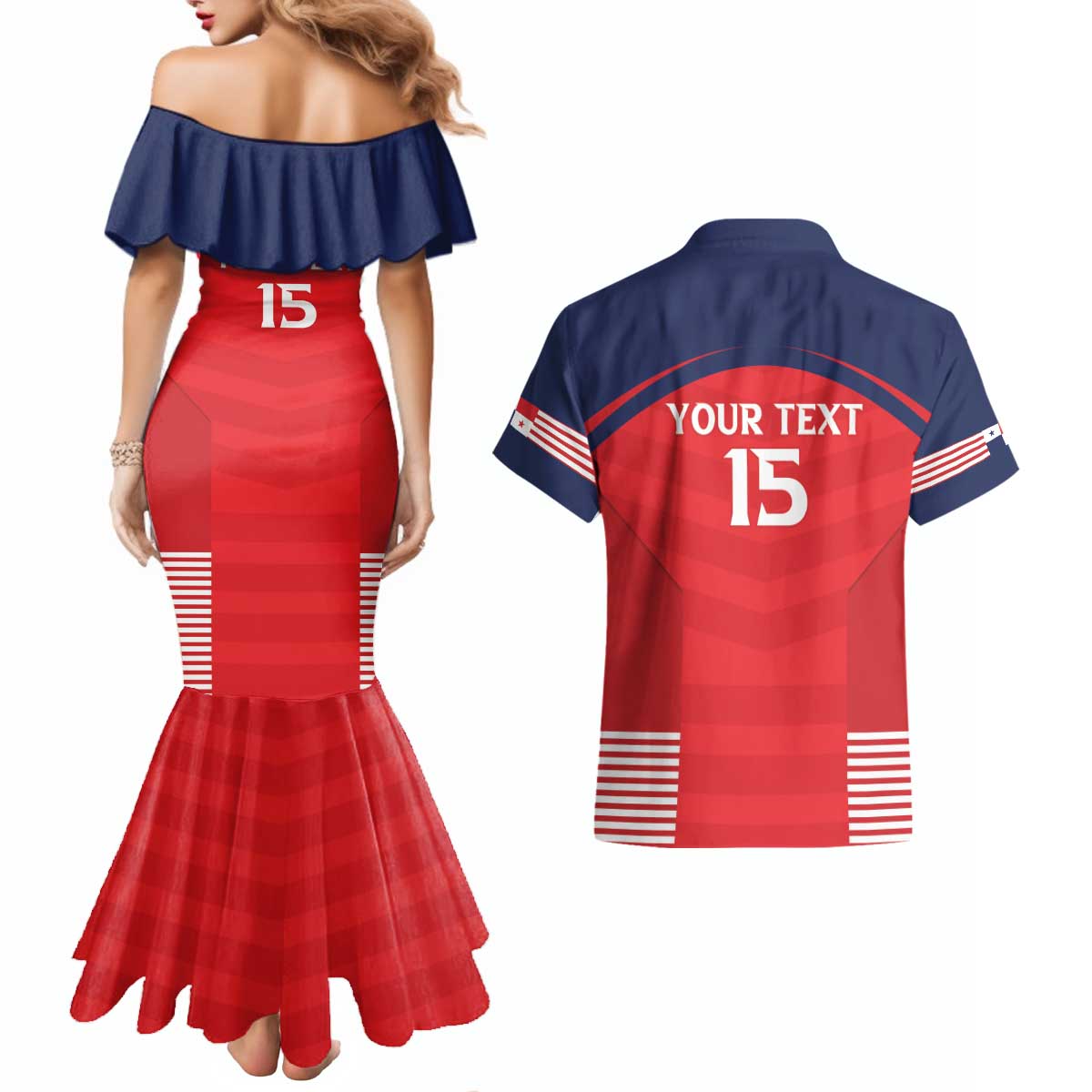 Custom Panama Football Couples Matching Mermaid Dress and Hawaiian Shirt Go Los Canaleros Go