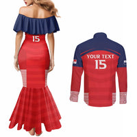 Custom Panama Football Couples Matching Mermaid Dress and Long Sleeve Button Shirt Go Los Canaleros Go